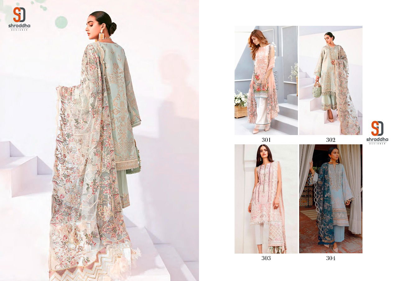 Shraddha Baroque Latest Fancy Designer Lawn Cotton Heavy Embroidery And Printed Dupatta Work Designer Pakistani Eid Collection
